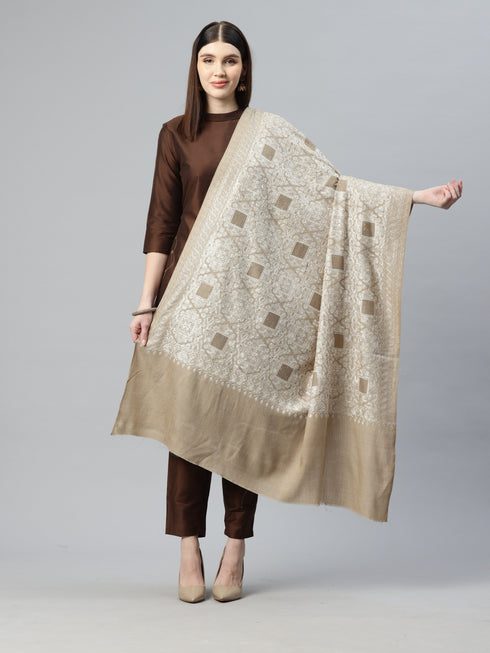 Women's Pure Wool Faux Pashmina Aari Embroidery Shawl