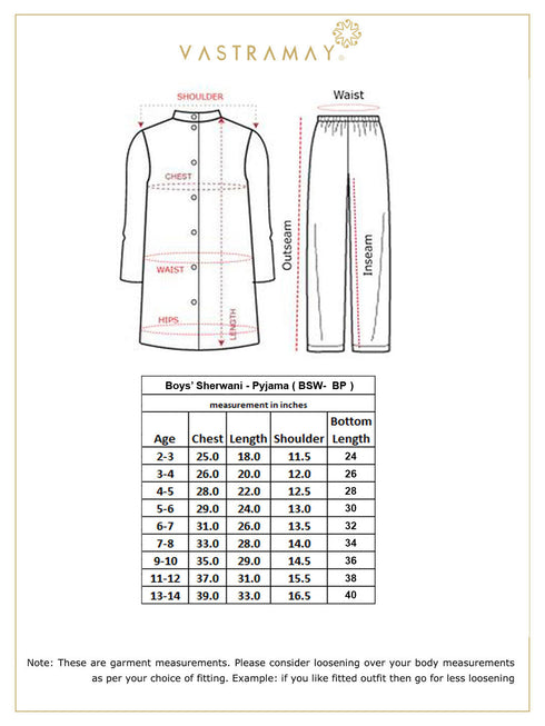 Boy's Beige & Cream-Coloured Slim-Fit Sherwani Set