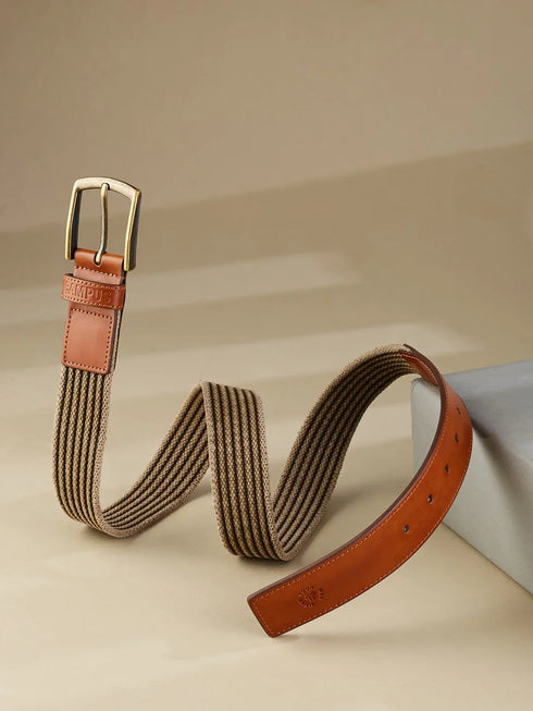 Web Braided Tan Unisex Belt