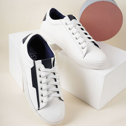 Women's White Lace-Up Casual Sneakers