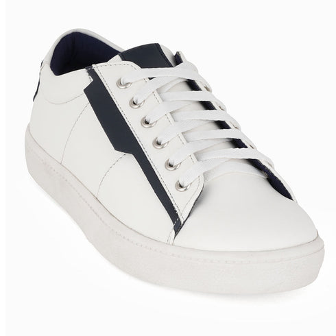 Women's White Lace-Up Casual Sneakers
