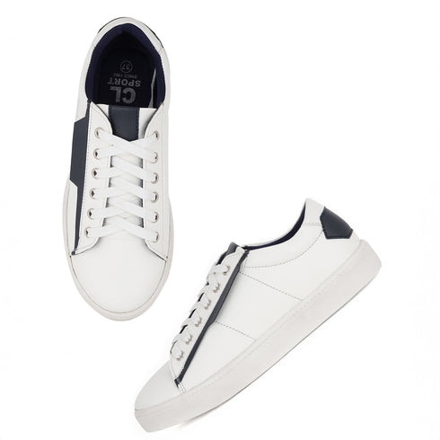 Women's White Lace-Up Casual Sneakers