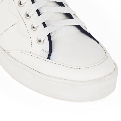 Women's White Lace-Up Casual Sneakers