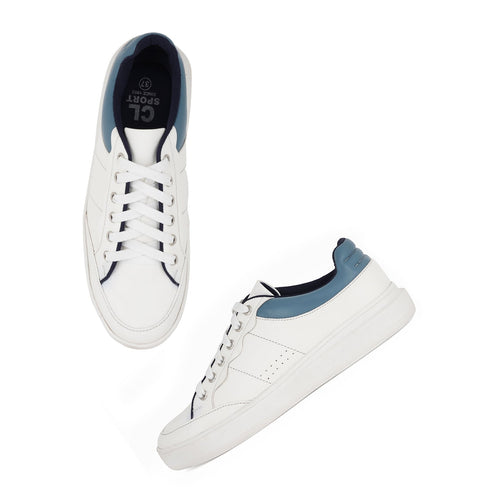 Women's White Lace-Up Casual Sneakers