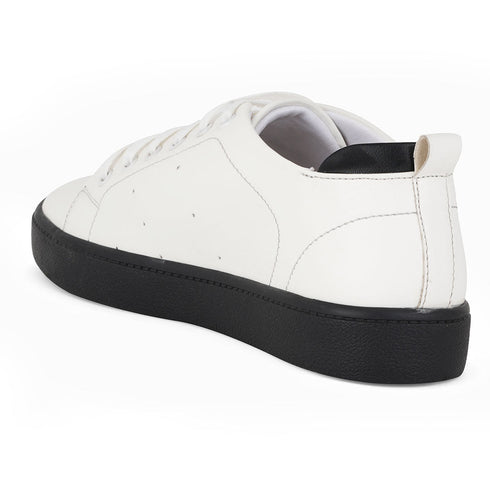 Women's White Lace-Up Casual Sneakers