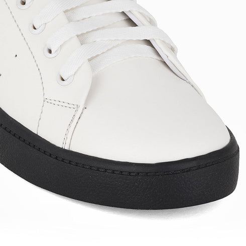 Women's White Lace-Up Casual Sneakers
