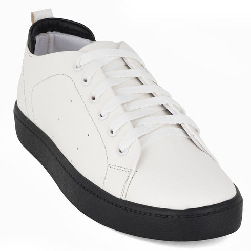 Women's White Lace-Up Casual Sneakers