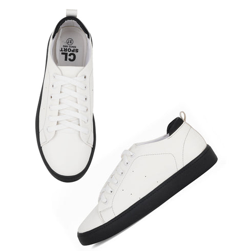 Women's White Lace-Up Casual Sneakers