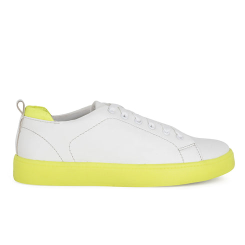 Women's White Lace-Up Casual Sneakers