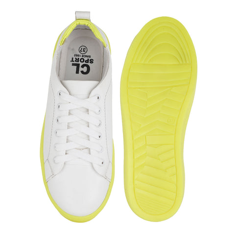 Women's White Lace-Up Casual Sneakers