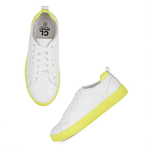 Women's White Lace-Up Casual Sneakers