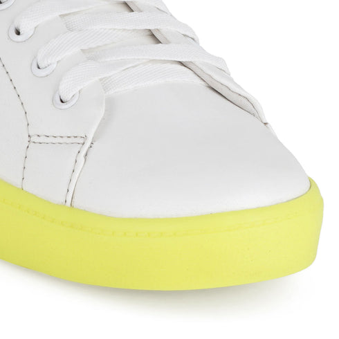 Women's White Lace-Up Casual Sneakers