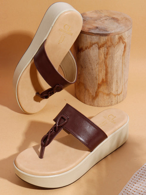 Women's Knot Detail Toe-Post Wedge Sandals