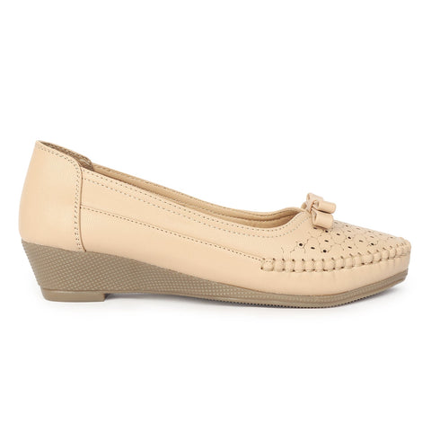 Women's Perforated Wedge Moccasins with Bow Detail