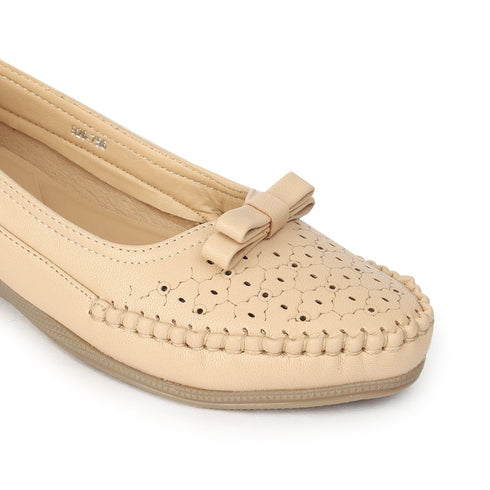 Women's Perforated Wedge Moccasins with Bow Detail