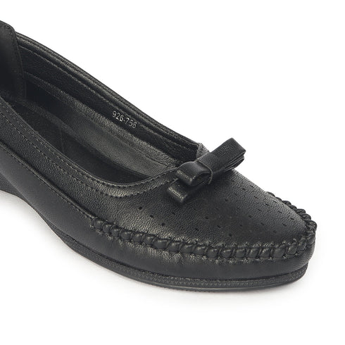 Women's Perforated Wedge Moccasins with Bow Detail