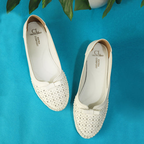 Women's Perforated Wedge Moccasins with Bow Detail