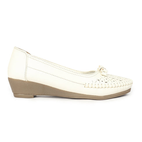 Women's Perforated Wedge Moccasins with Bow Detail