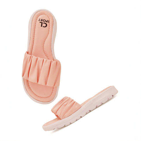 Women's Ruched Strap Comfort Slide Sandals