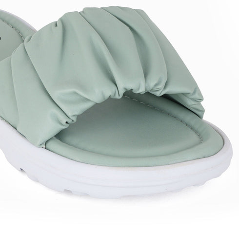 Women's Ruched Strap Comfort Slide Sandals
