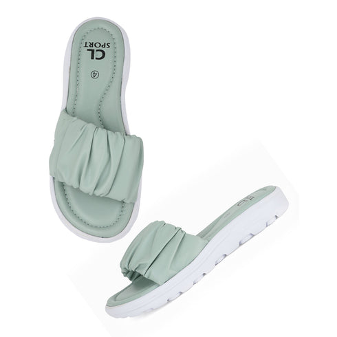 Women's Ruched Strap Comfort Slide Sandals