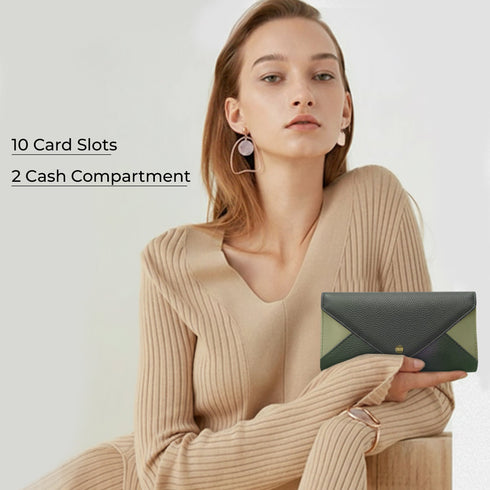 Carlton London Color blocked Textured Two Fold Wallet Green