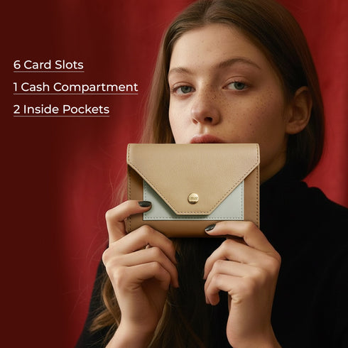 Carlton London Tan Colorblocked Two Fold Wallet CLHB 31