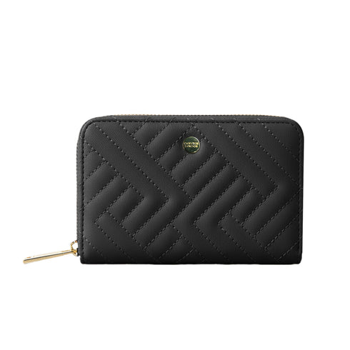 Carlton London Black Quilted Zip Around Wallet CLHB 38