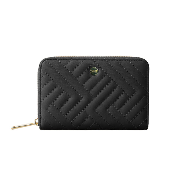 Carlton London Black Quilted Zip Around Wallet CLHB 38