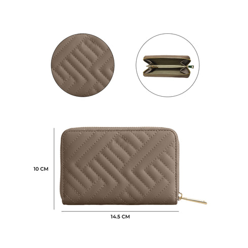 Carlton London Beige Quilted Zip Around Wallet CLHB 39