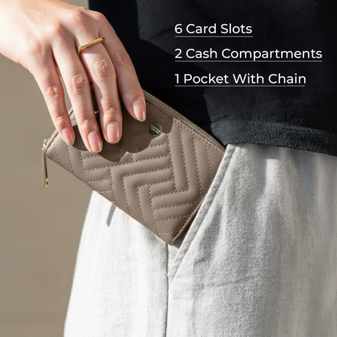 Carlton London Beige Quilted Zip Around Wallet CLHB 39