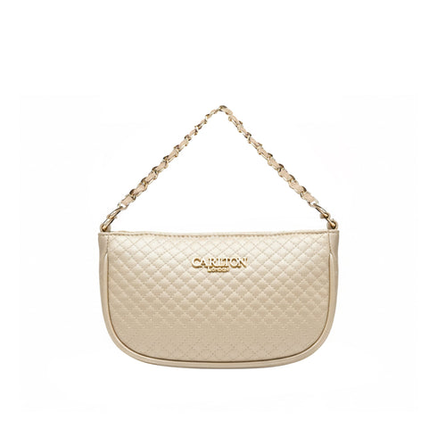 Carlton London Raffaella Cream Metallic Textured Sling Bag CLLP 1069 GOLD