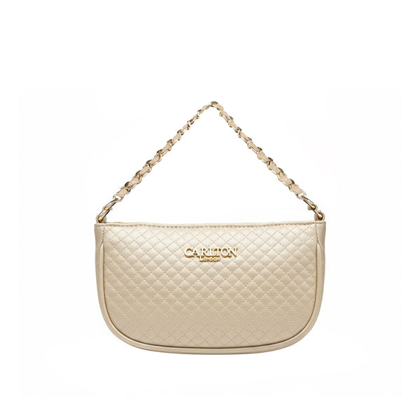 Carlton London Raffaella Cream Metallic Textured Sling Bag CLLP 1069 GOLD