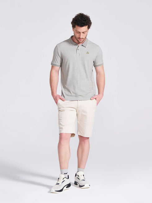 Men's Olive Self Design Polo Collar T-Shirt