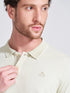 Men's Olive Self Design Polo Collar T-Shirt