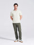 Men's Olive Self Design Polo Collar T-Shirt