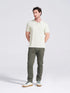 Men's Olive Self Design Polo Collar T-Shirt