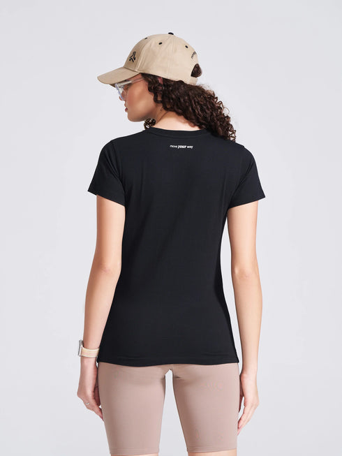 Women's Black Solid Round Neck T-Shirt