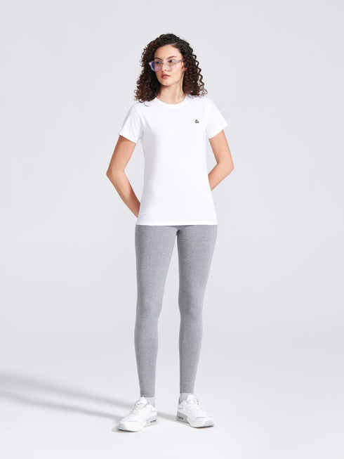 Women's White Solid Round Neck T-Shirt