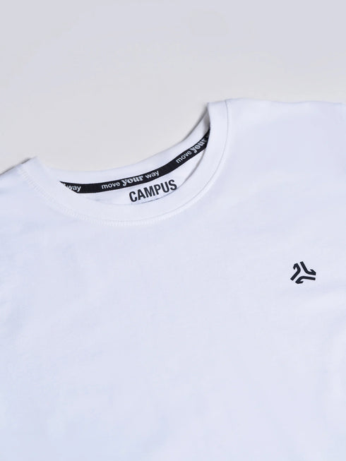 Women's White Solid Round Neck T-Shirt