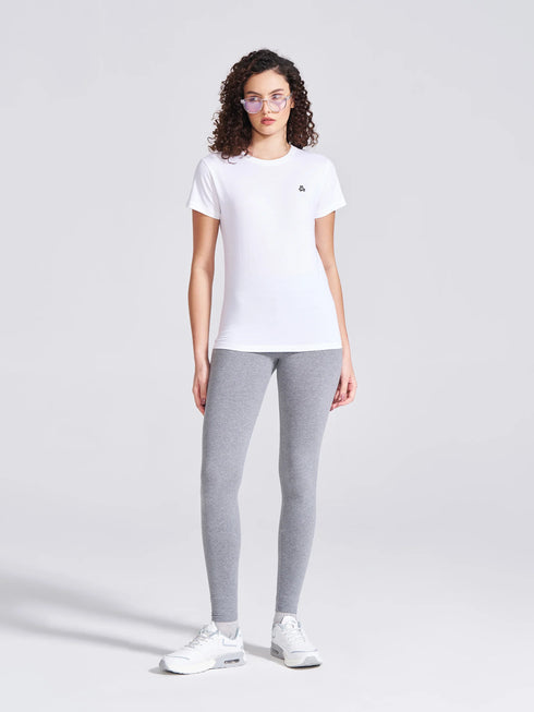 Women's White Solid Round Neck T-Shirt