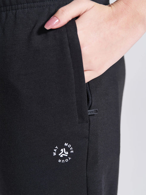 Women's Black Regular Fit Track Pants