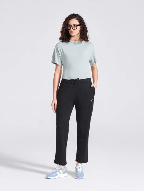Women's Black Regular Fit Track Pants
