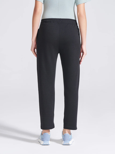 Women's Black Regular Fit Track Pants