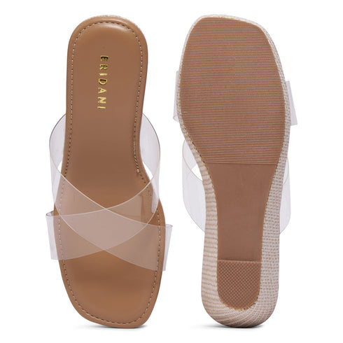 Casey Criss-Cross Transparent Wedge Sandals