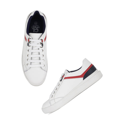 Women's White Lace-Up Casual Sneakers