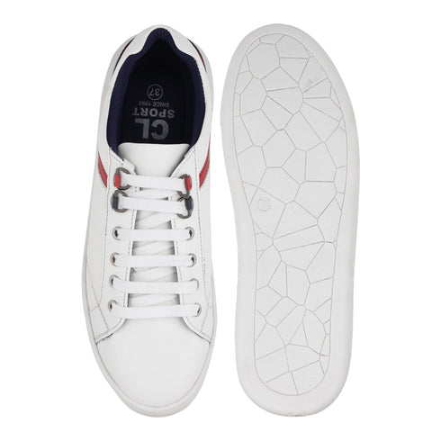 Women's White Lace-Up Casual Sneakers