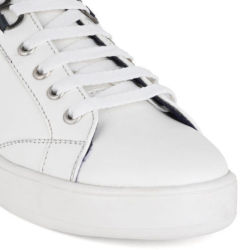 Women's White Lace-Up Casual Sneakers