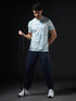 Men Abstract Print Slim Fit Crew Neck T-shirt with TECHNO COOL+