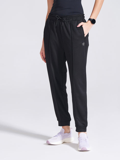 Women's Black Regular Fit Track Pants